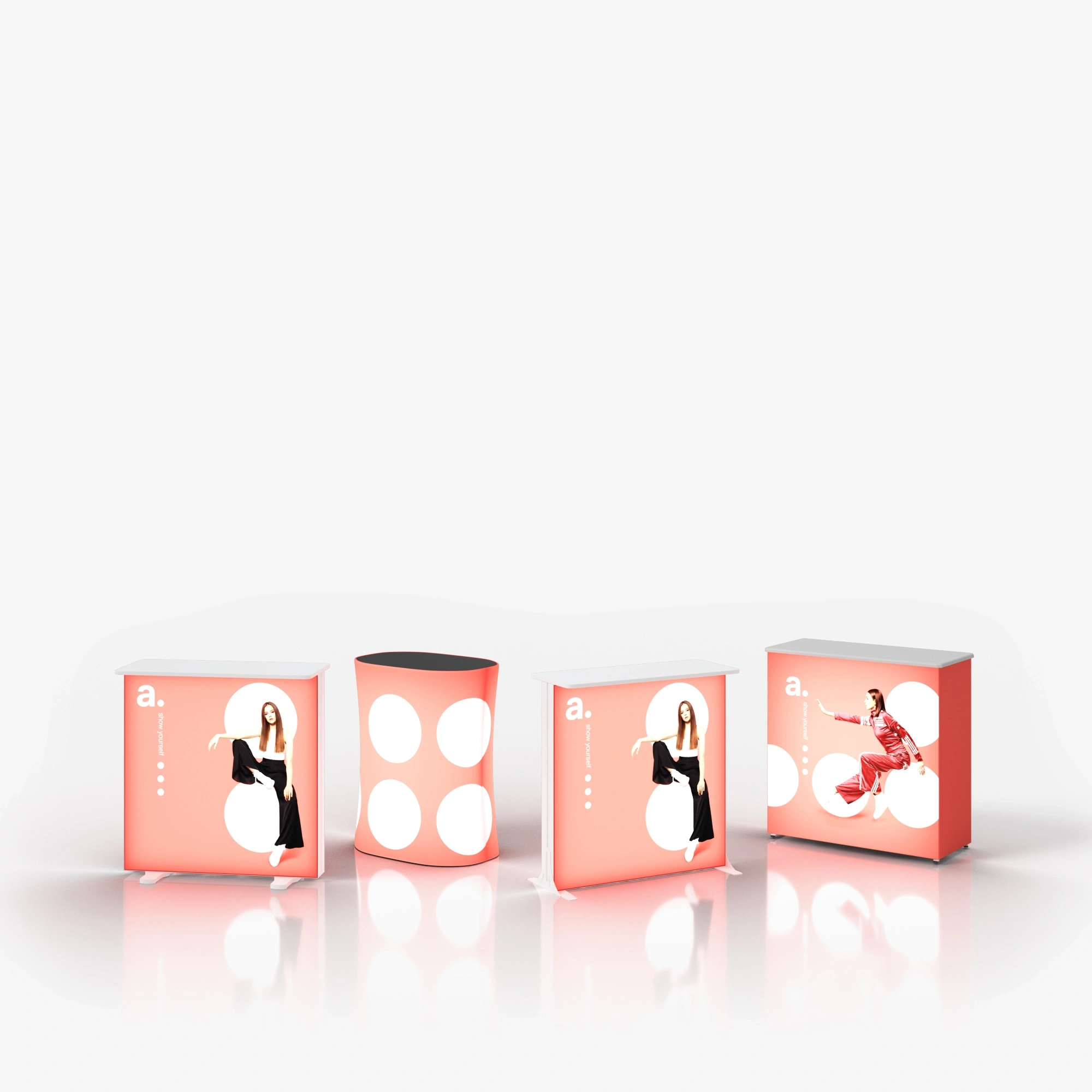 Quatro balcões publicitários LED