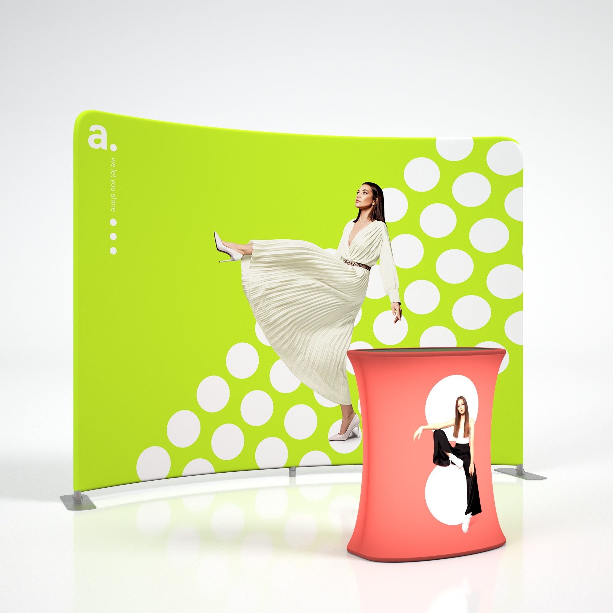 Zestaw konferencyjny Economic Vario - scianka reklamowy i trybunka reklamowa