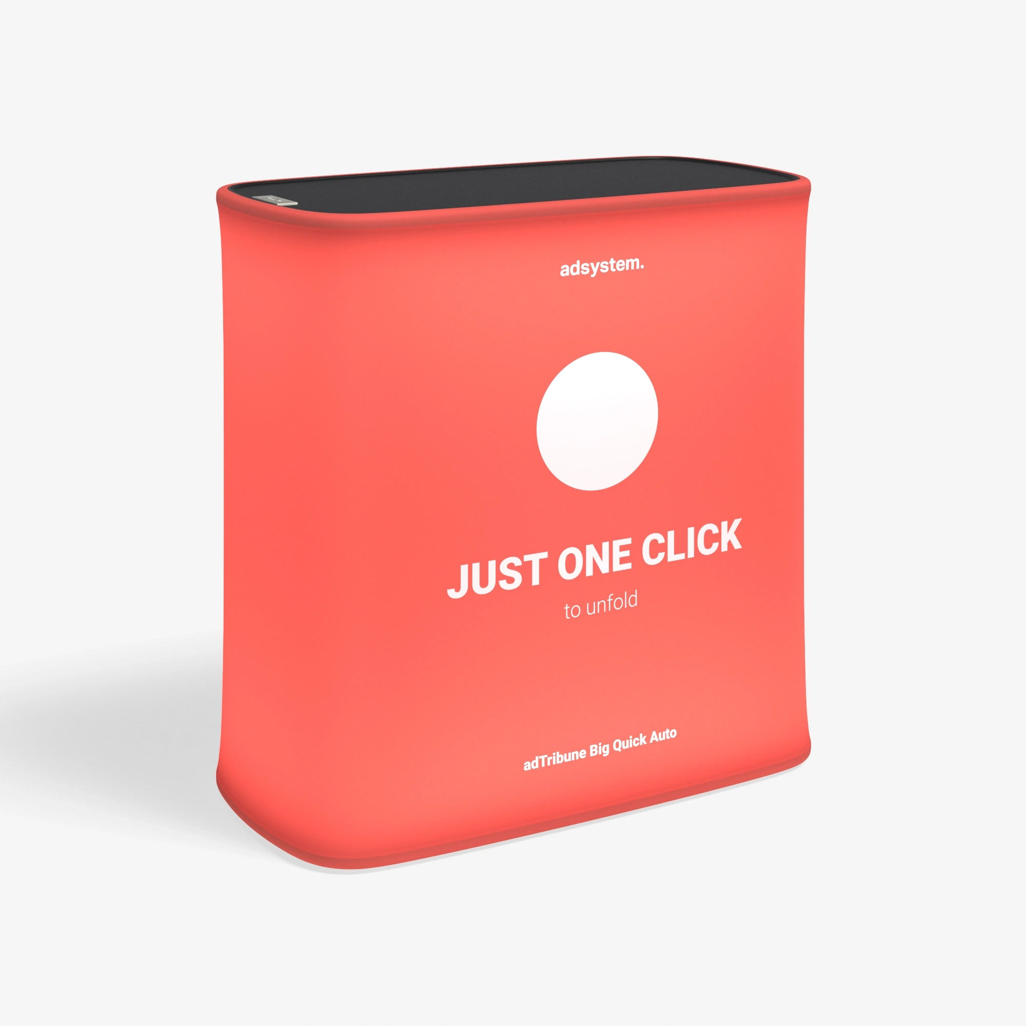 Trybunka reklamowa Big Quick LED Auto z logo adsystem i napisem: Just one click